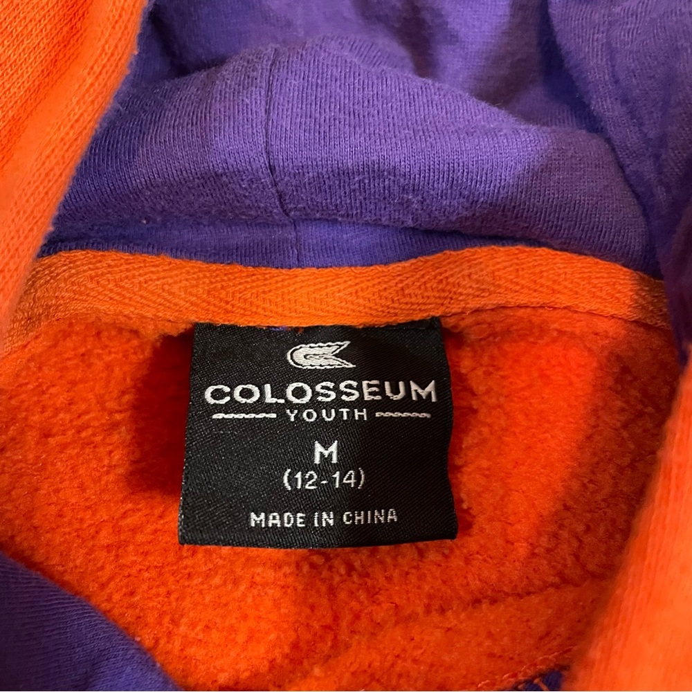 Colosseum Youth Clemson Tigers Hoodie Orange Purple Fleece Pullover Size M 12-14 - Picture 2 of 5